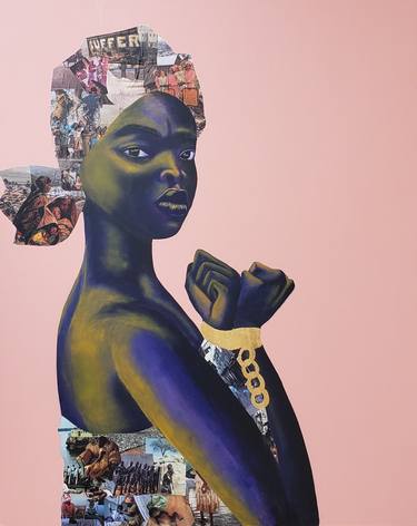 Saatchi Art Artist Abi Salami; Collage, “Lady Africa Defiantly Shackled” #art