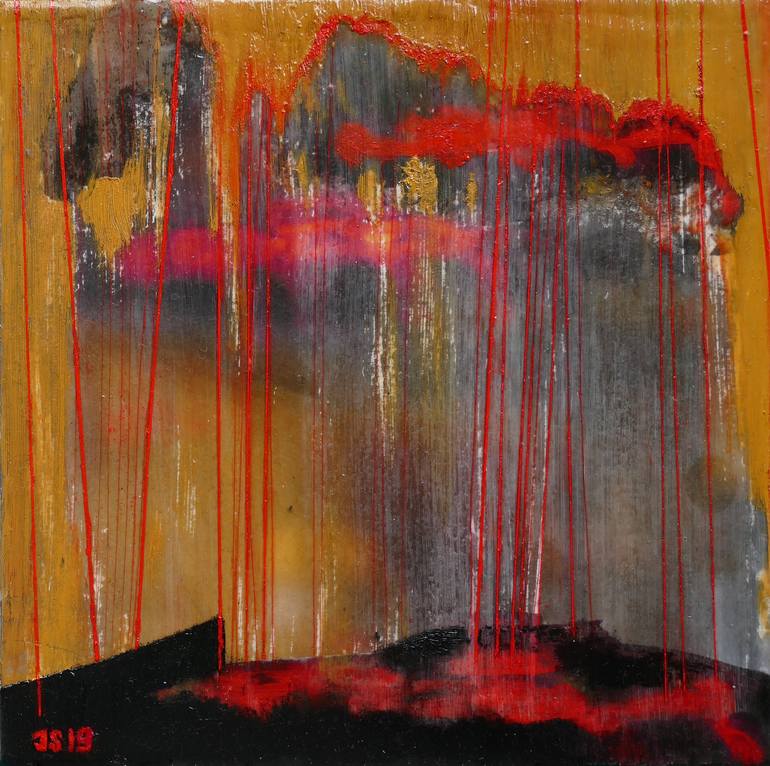 Original Landscape Photography by Johanna Siegel | Abstract Art on Wood | Volcanic landscape, 2019, Series 'Details of a construction site at night' -