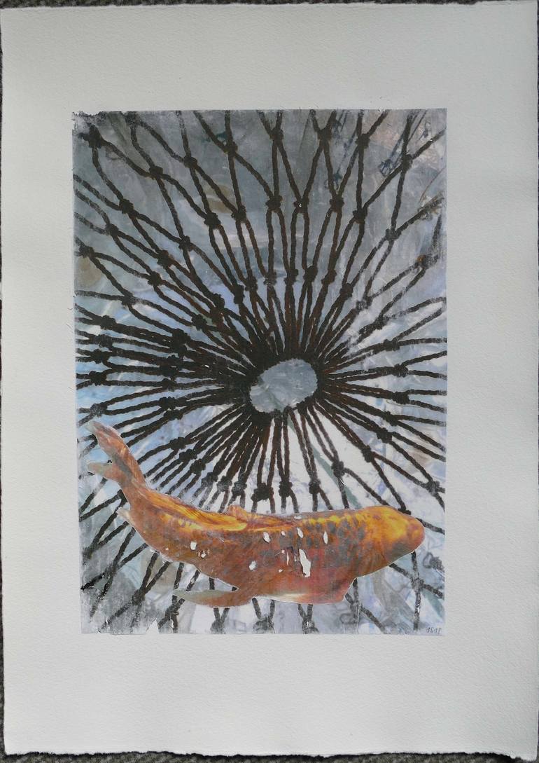 Original Fine Art Fish Collage by Johanna Siegel