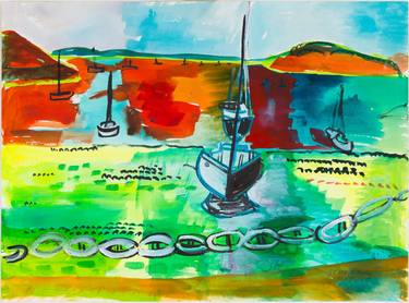 Print of Modern Boat Paintings by Kirstine Chaffey