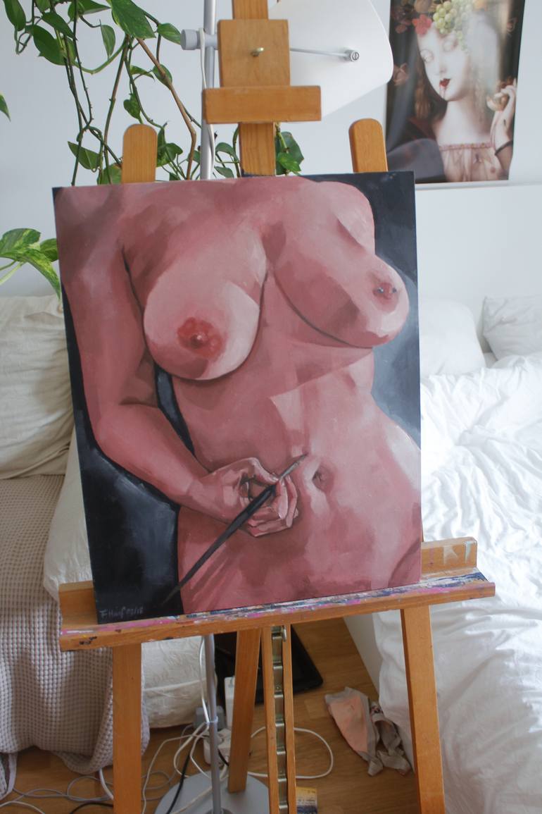 Original Figurative Erotic Painting by Franziska Haaf