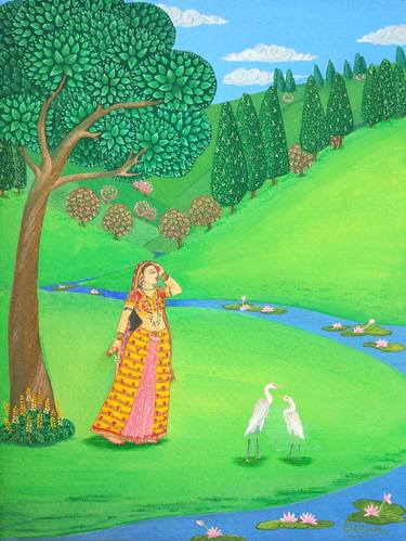 Original Fine Art Garden Paintings by Prerna Barcan