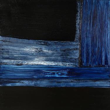 in the Prussian blue sea Painting by louise camrass