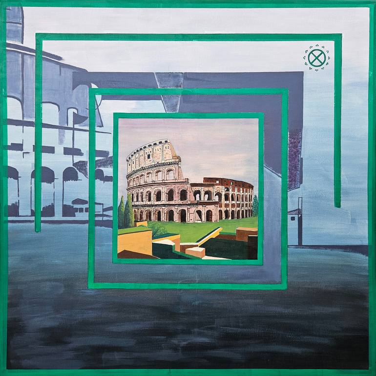 Original Architecture Painting by Alida Velea | Abstract Art on Canvas | The eternal amphitheater
