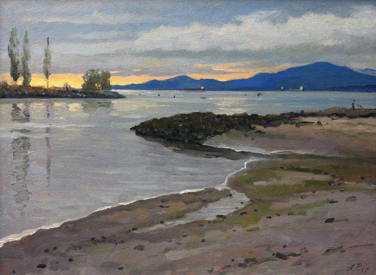 Sunset Beach Ave Vancouver Bc Painting By Andrey Pingachev