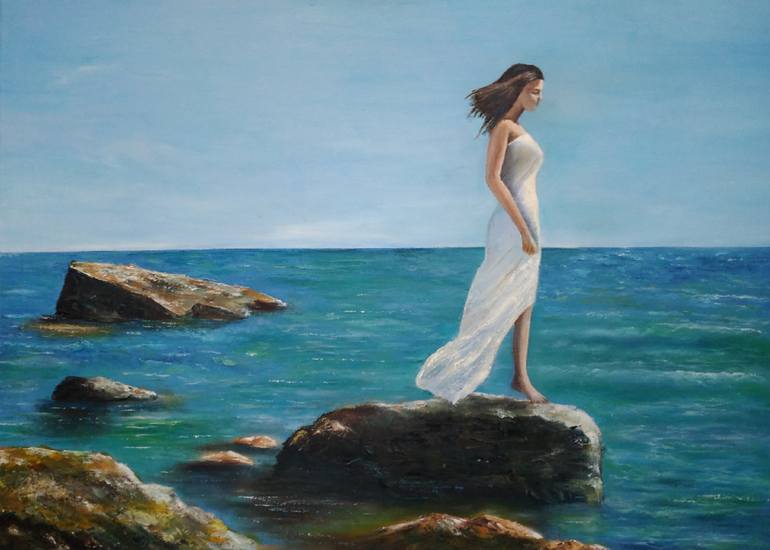 Girl in the sea Painting by Viktor Jegorov | Saatchi Art