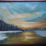 Oil on canvas.There is winter sunset in the picture.