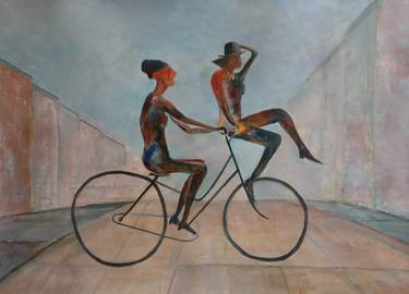 Girlfriends on a bike thumb