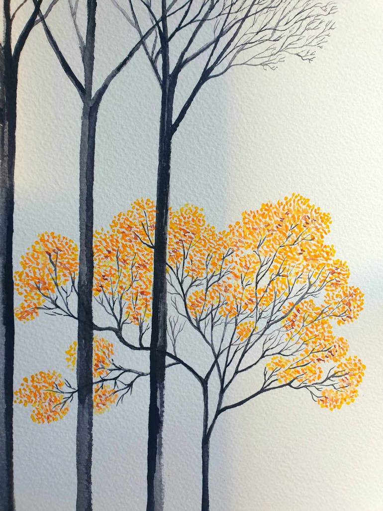 Original Illustration Landscape Painting by Marian Gorin