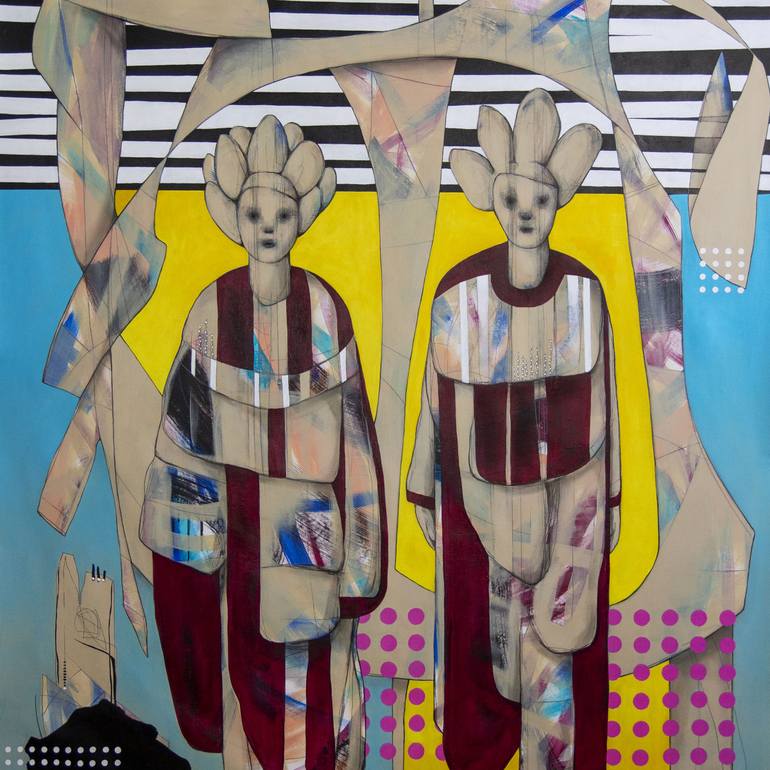Original Abstract People Painting by Sylvain Pare