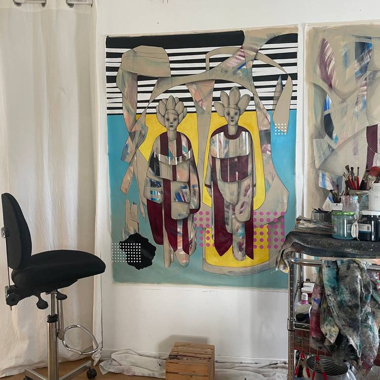 Original Abstract People Painting by Sylvain Pare