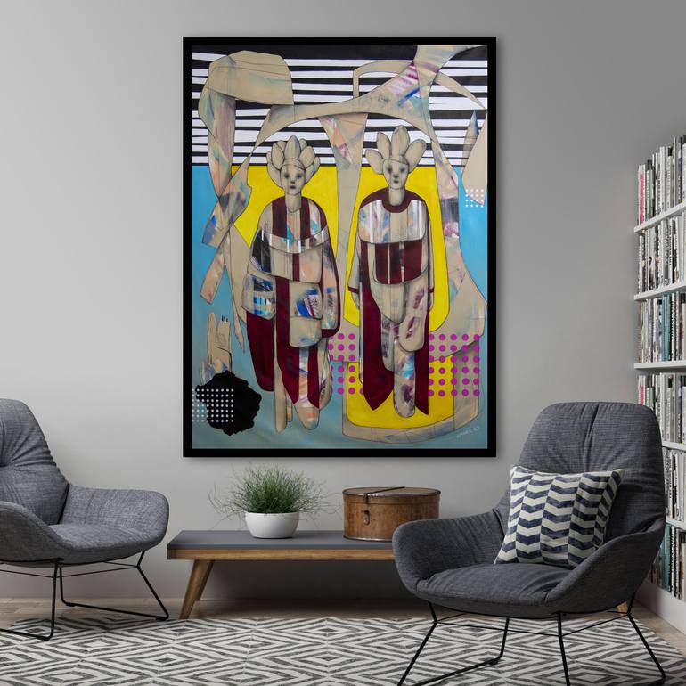 Original Abstract People Painting by Sylvain Pare