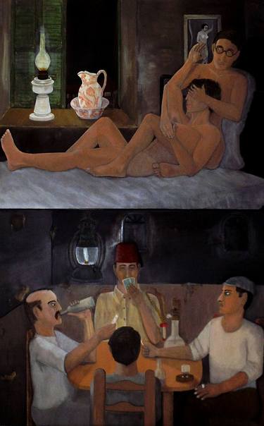 Original Figurative Erotic Paintings by EVGENIOS ANNAS ZARIFIS