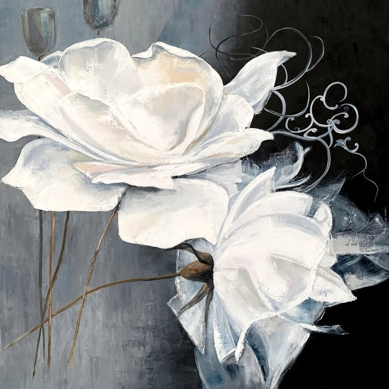 White flowers Painting by Elena Ivaniuk | Saatchi Art