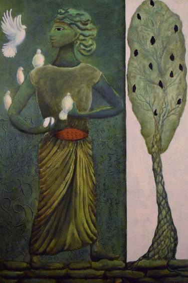 Original Figurative Classical mythology Paintings by Laurie Goodhart