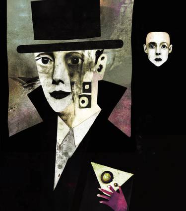 Print of Dada Portrait Mixed Media by Ana Mangot