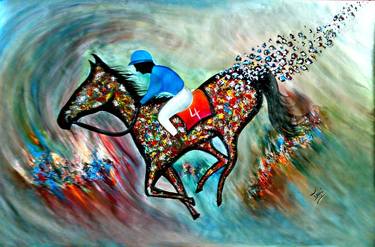 Original Abstract Expressionism Horse Paintings by Syeda Ishrat