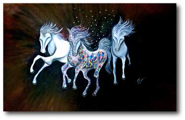 Original Abstract Horse Paintings by Syeda Ishrat