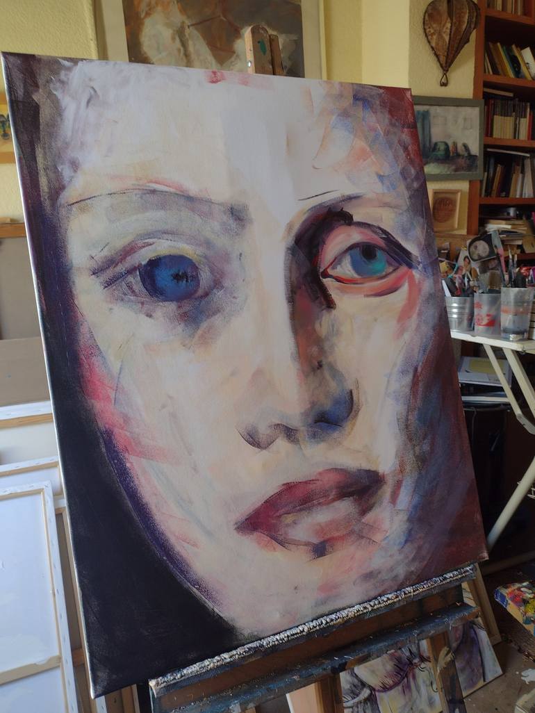 Original Figurative Portrait Painting by marina del pozo