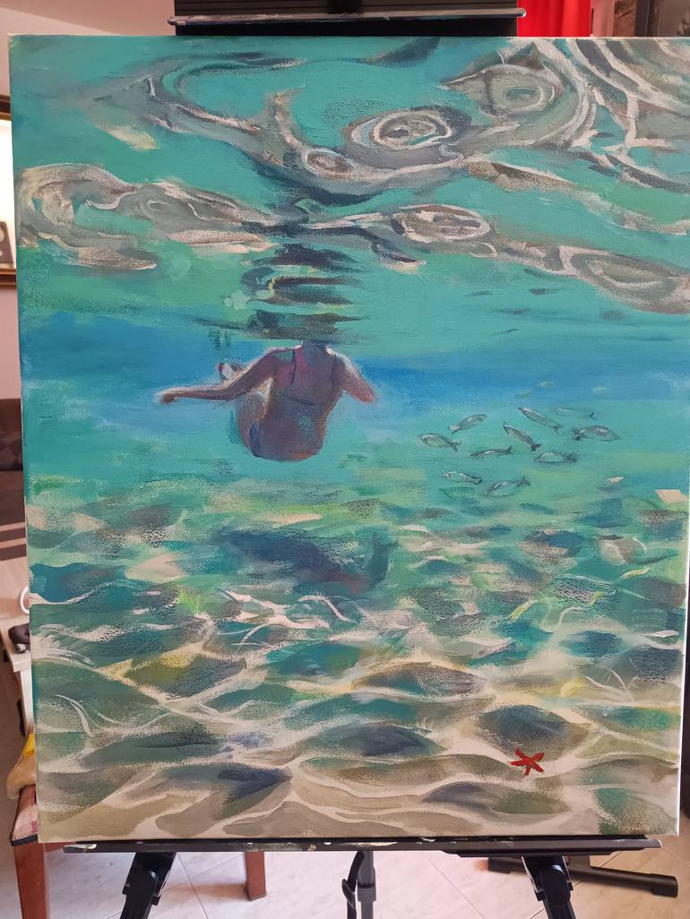 Original Figurative Seascape Painting by marina del pozo