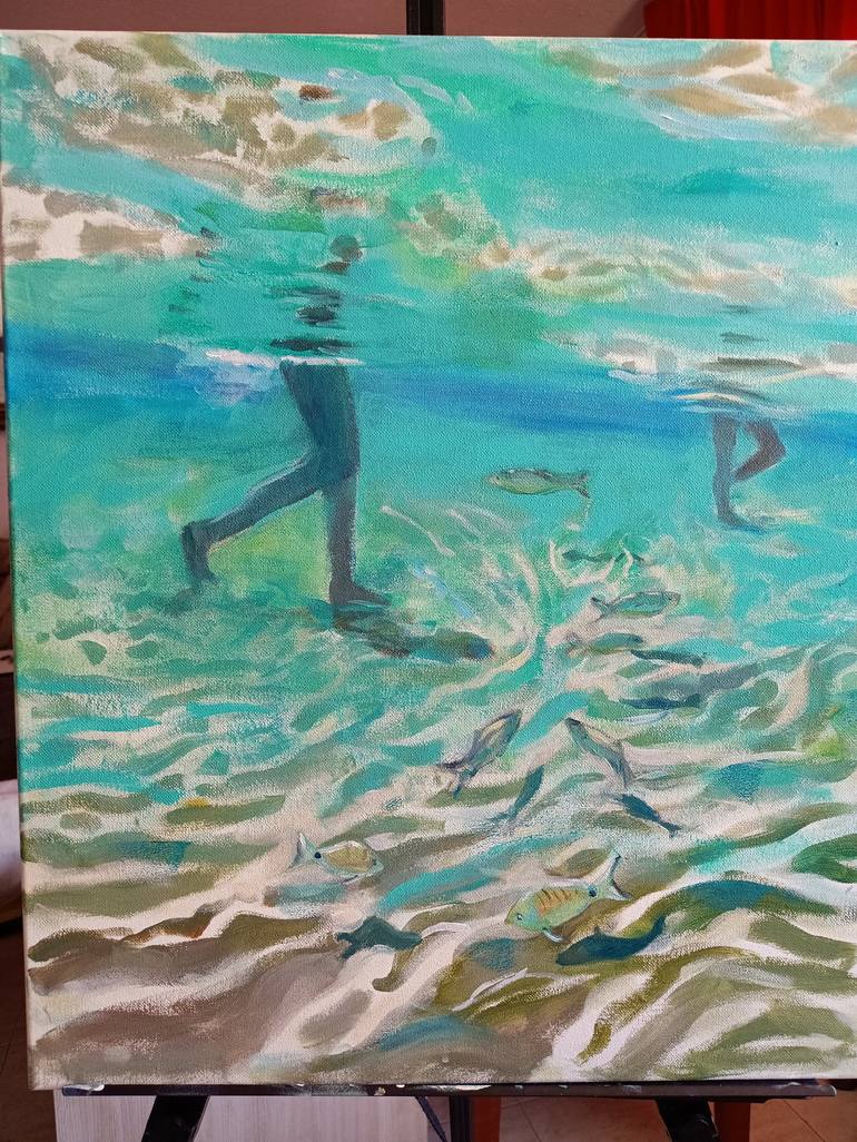 Original Figurative Seascape Painting by marina del pozo