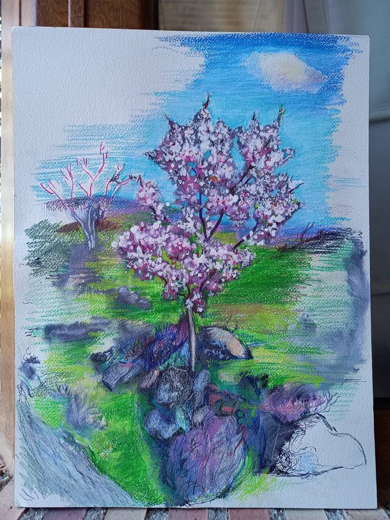 Original Impressionism Floral Drawing by marina del pozo