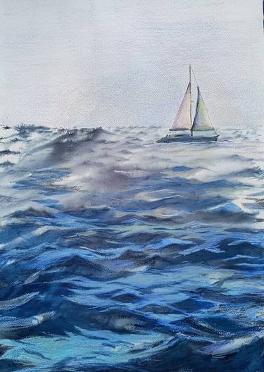 Print of Seascape Drawings by marina del pozo