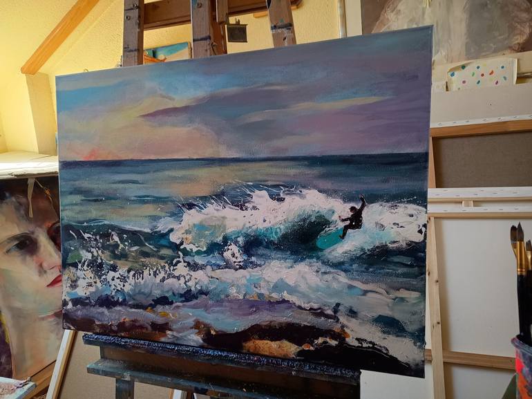 Original Figurative Seascape Painting by marina del pozo