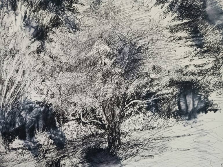 Original Figurative Landscape Drawing by marina del pozo