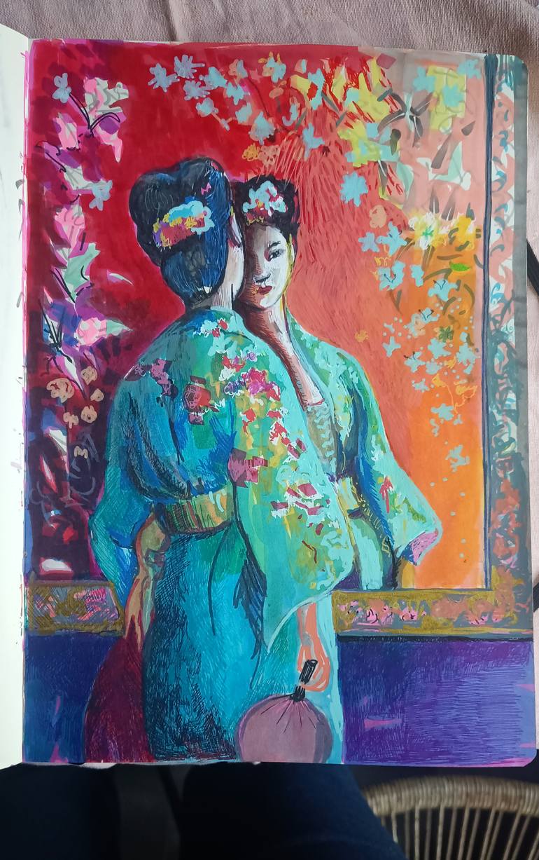 Original Portraiture Women Drawing by Marina Del Pozo