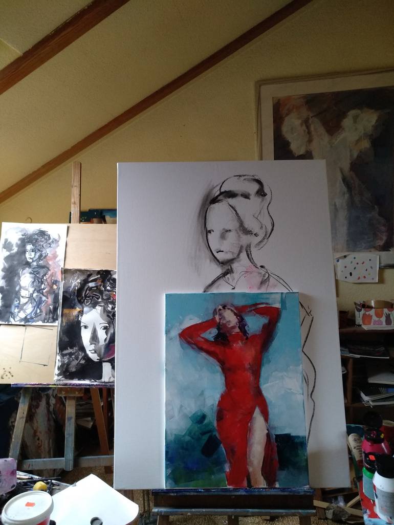 Original Figurative Portrait Painting by marina del pozo