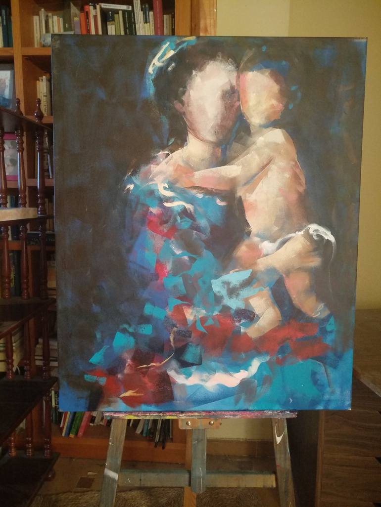 Blue Madonna Painting by marina del pozo | Saatchi Art