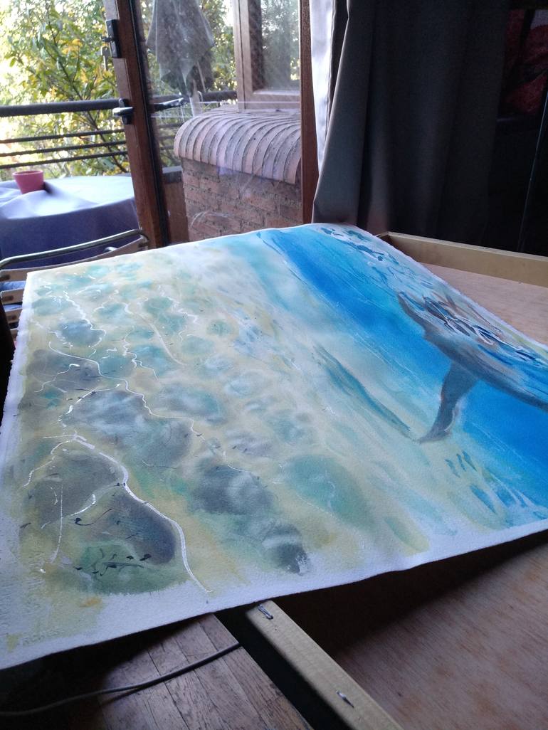 Original Water Painting by marina del pozo