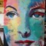 A pop portrait of a classical cinema beauty
This painting is made with acrylic on Canvas and the artist has glued a little of purpurine on certains zones