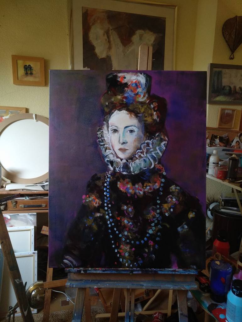 Original Portrait Painting by marina del pozo