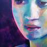 A portrait of a person the artist love so much, one of her daughters,with also her fauvorite color hue