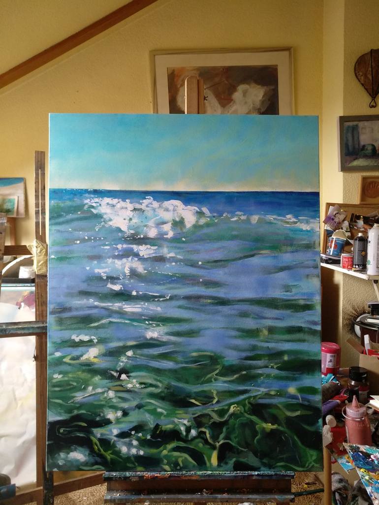 Original Impressionism Seascape Painting by marina del pozo