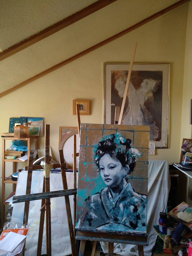 Original Portrait Painting by marina del pozo