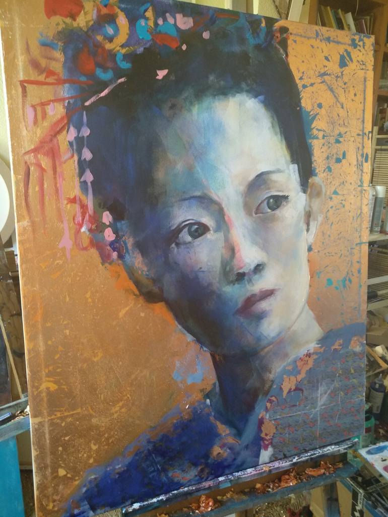 Original Portrait Painting by marina del pozo