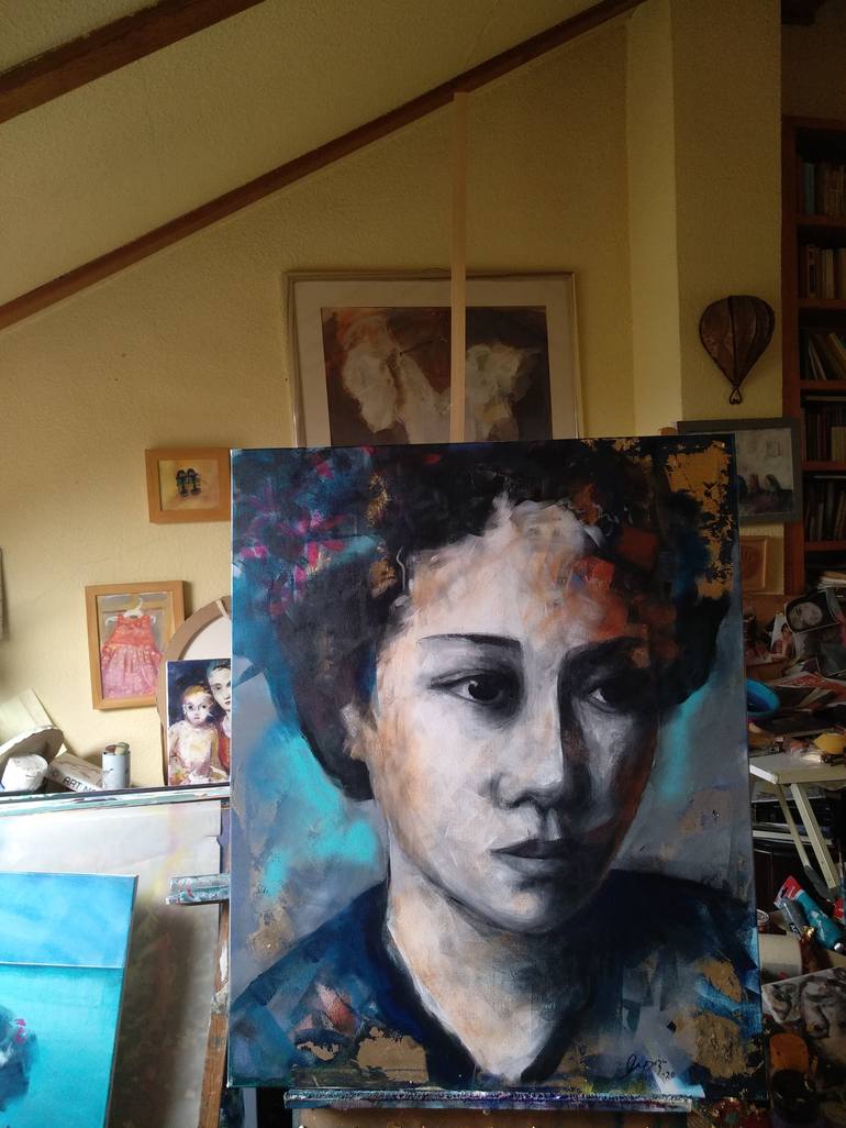 Original Figurative Portrait Painting by marina del pozo