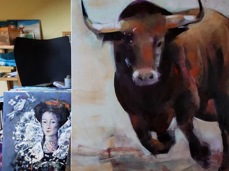 Original Animal Painting by marina del pozo