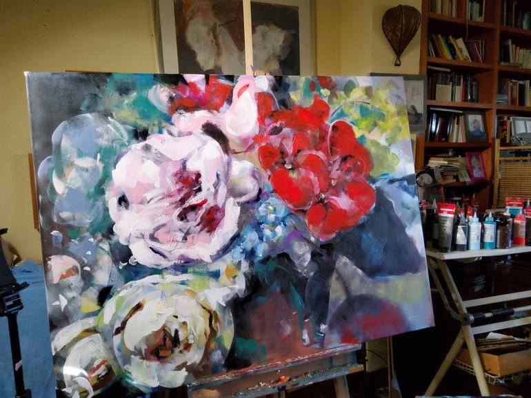 Original Figurative Floral Painting by marina del pozo