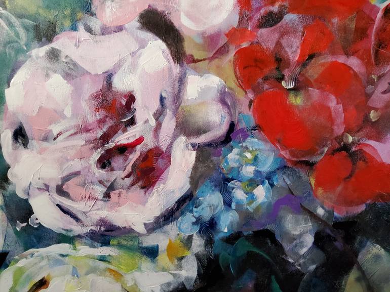 Original Figurative Floral Painting by marina del pozo