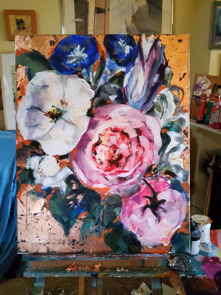 Original Floral Painting by marina del pozo