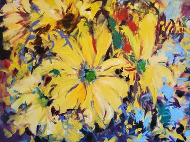 Original Expressionism Floral Paintings by marina del pozo