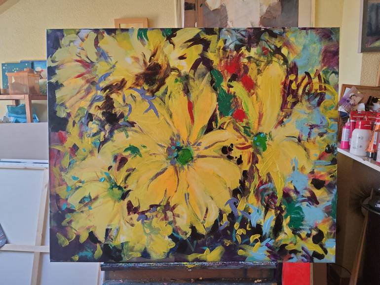 Original Expressionism Floral Painting by marina del pozo