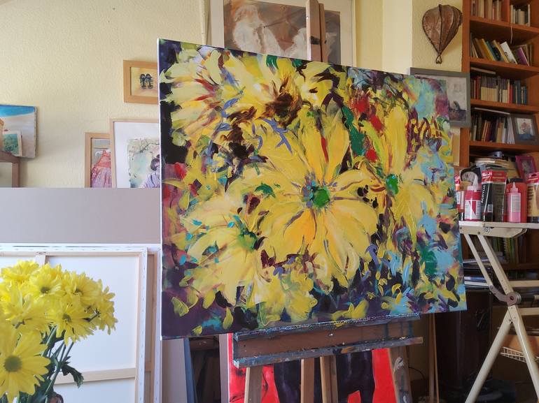 Original Expressionism Floral Painting by marina del pozo