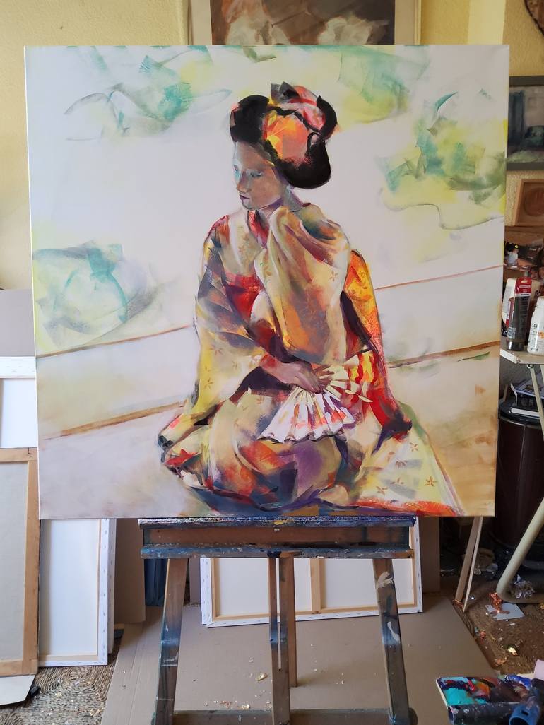Original Impressionism Women Painting by marina del pozo