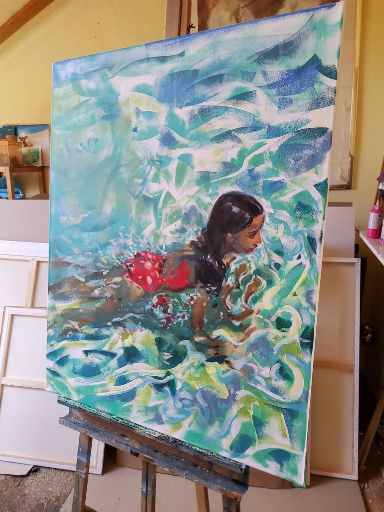 Original Water Painting by marina del pozo