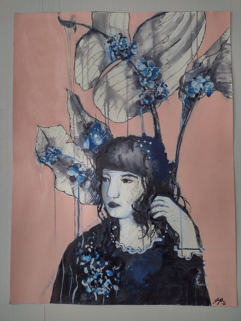 Original Figurative People Drawing by Marina Del Pozo